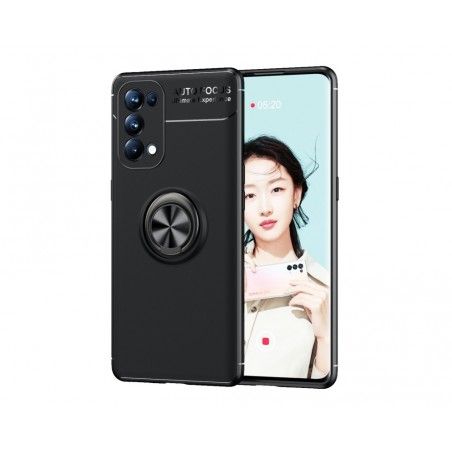 Funda Magnetica Soporte con Anillo Giratorio 360 para Oppo Find X3 Lite 5G Negra