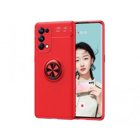 Funda Magnetica Soporte con Anillo Giratorio 360 para Oppo Find X3 Lite 5G Roja