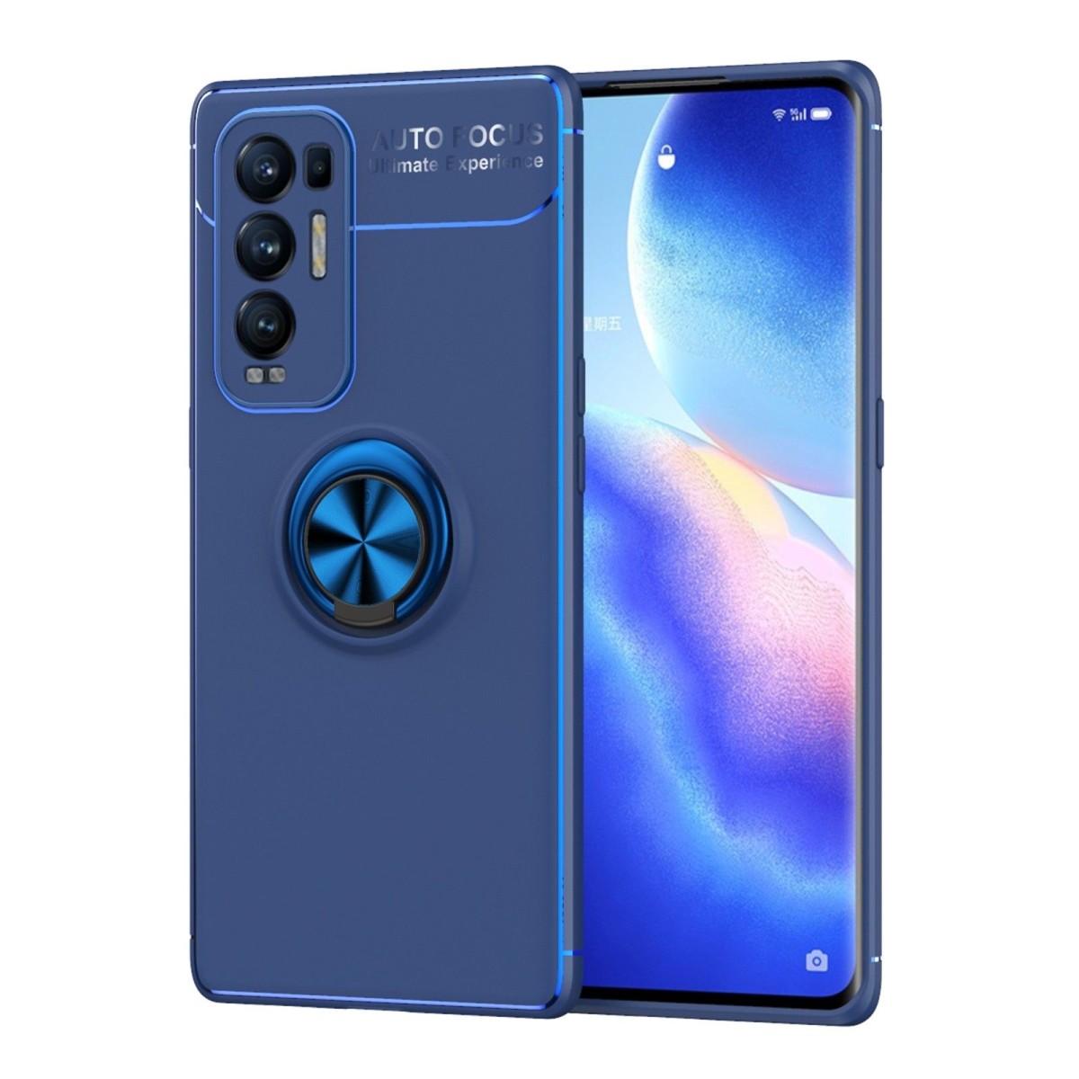 Funda Magnetica Soporte con Anillo Giratorio 360 para Oppo Find X3 Neo 5G Azul
