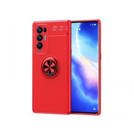 Funda Magnetica Soporte con Anillo Giratorio 360 para Oppo Find X3 Neo 5G Roja