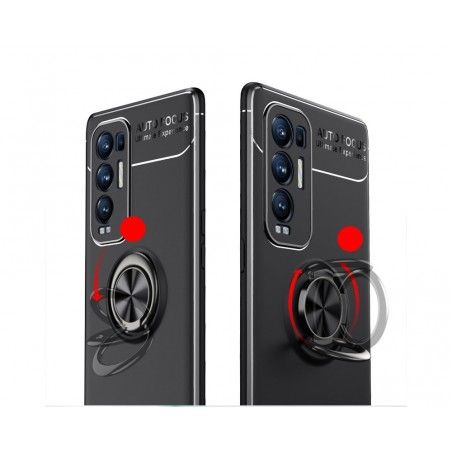 Funda Magnetica Soporte con Anillo Giratorio 360 para Oppo Find X3 Neo 5G Roja