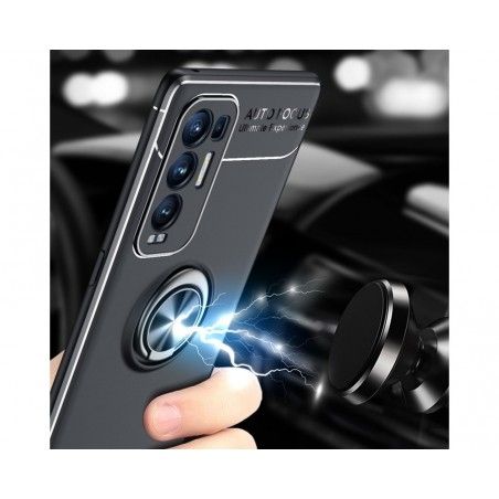 Funda Magnetica Soporte con Anillo Giratorio 360 para Oppo Find X3 Neo 5G Roja