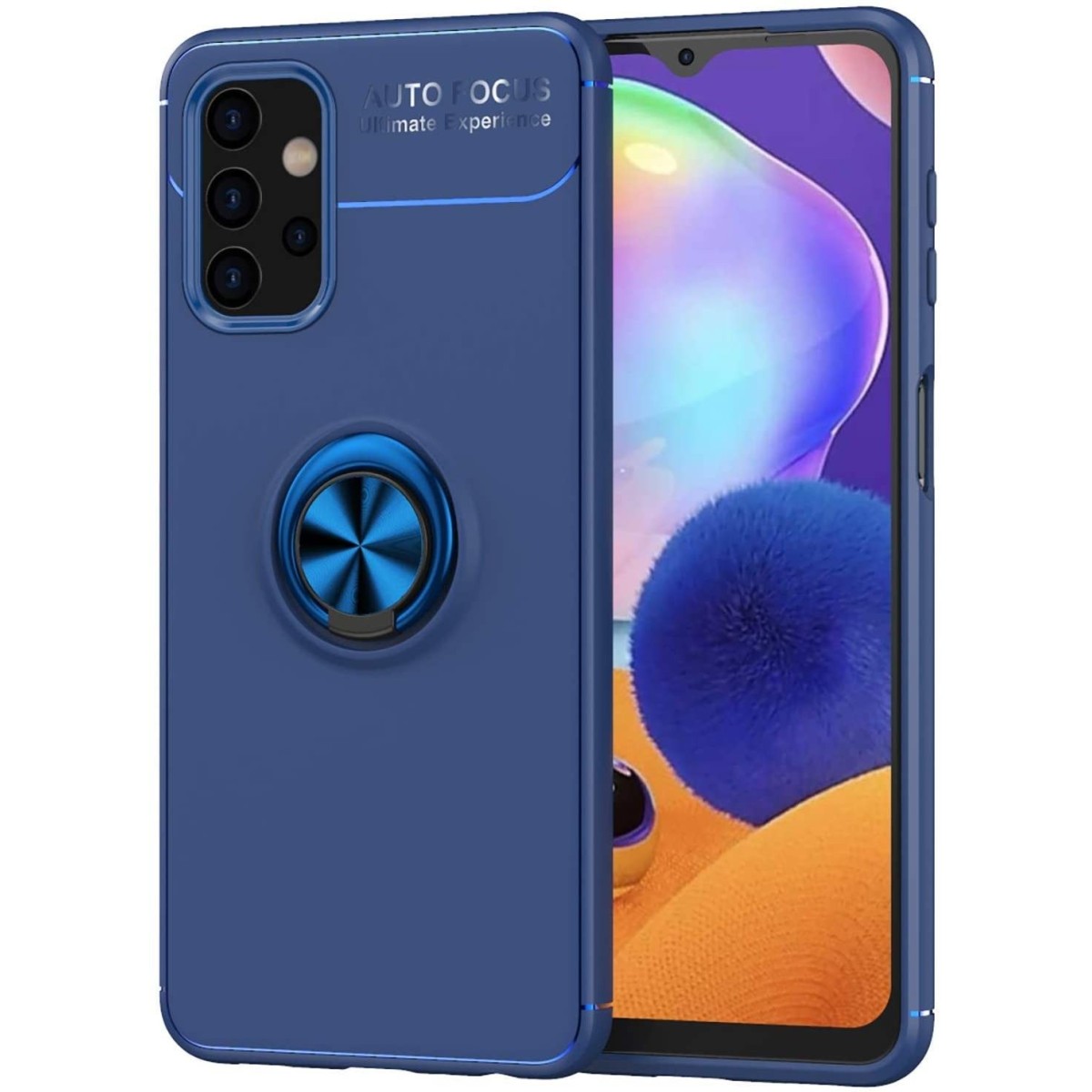 Funda Magnetica Soporte con Anillo Giratorio 360 para Samsung Galaxy A32 4G Azul