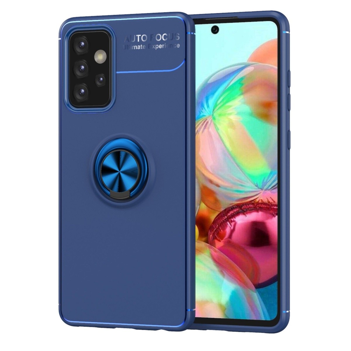 Funda Magnetica Soporte con Anillo Giratorio 360 para Samsung Galaxy A72 Azul