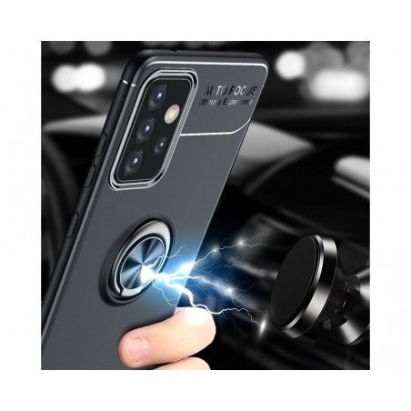 Funda Magnetica Soporte con Anillo Giratorio 360 para Samsung Galaxy A72 Negra