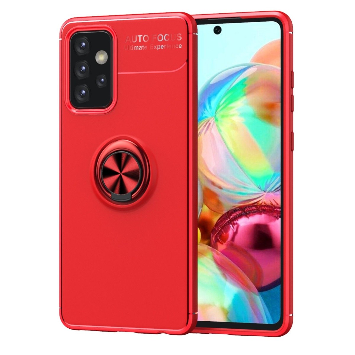 Funda Magnetica Soporte con Anillo Giratorio 360 para Samsung Galaxy A72 Roja