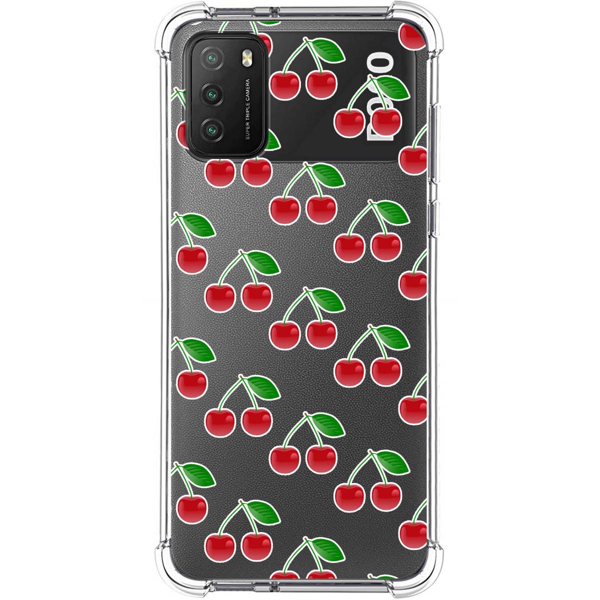 Funda Silicona Antigolpes para Xiaomi POCO M3 / Redmi 9T diseño Cerezas Dibujos
