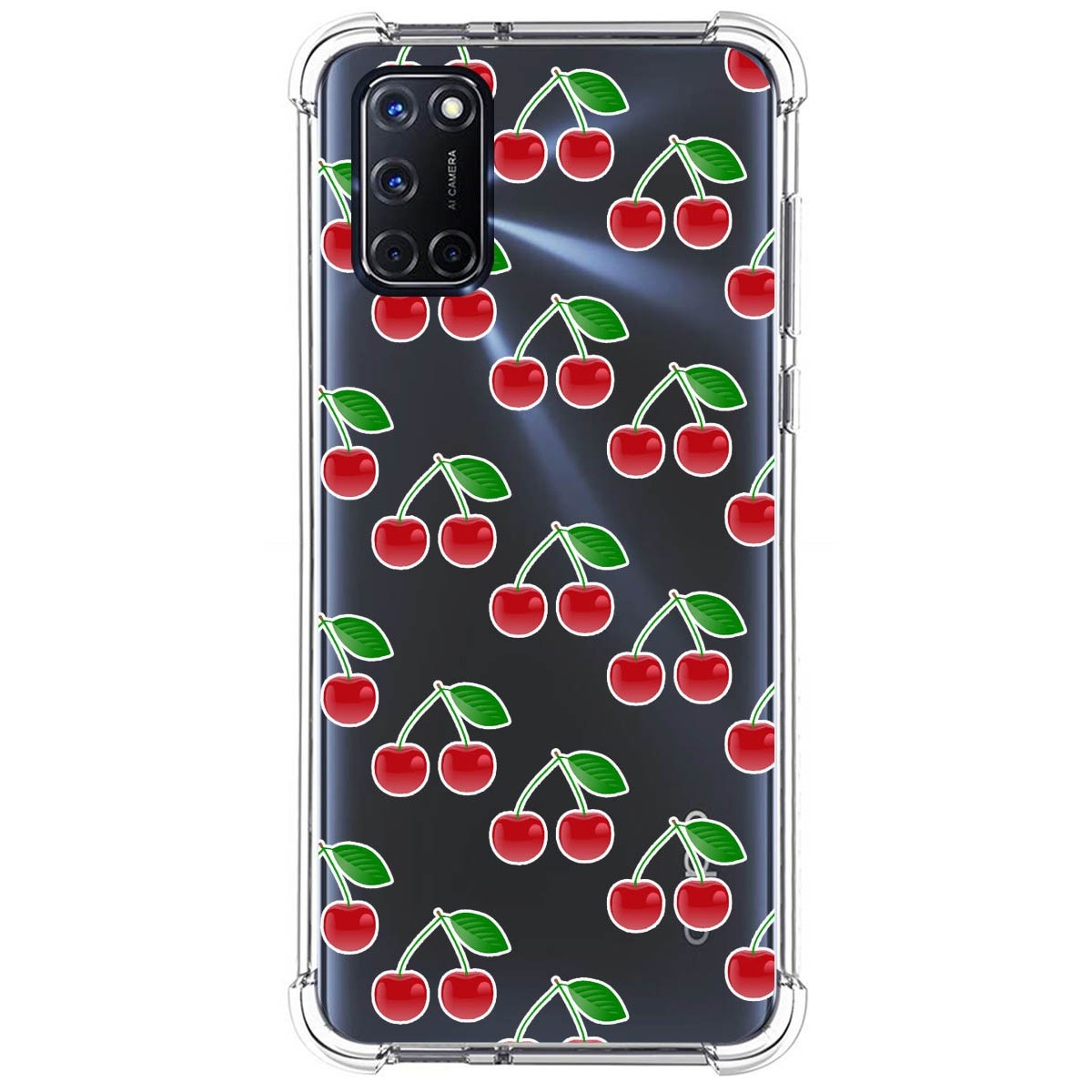 Funda Silicona Antigolpes para Oppo A52 / A72 diseño Cerezas Dibujos