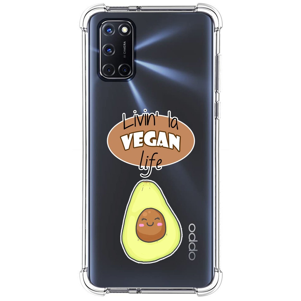 Funda Silicona Antigolpes para Oppo A52 / A72 diseño Vegan Life Dibujos