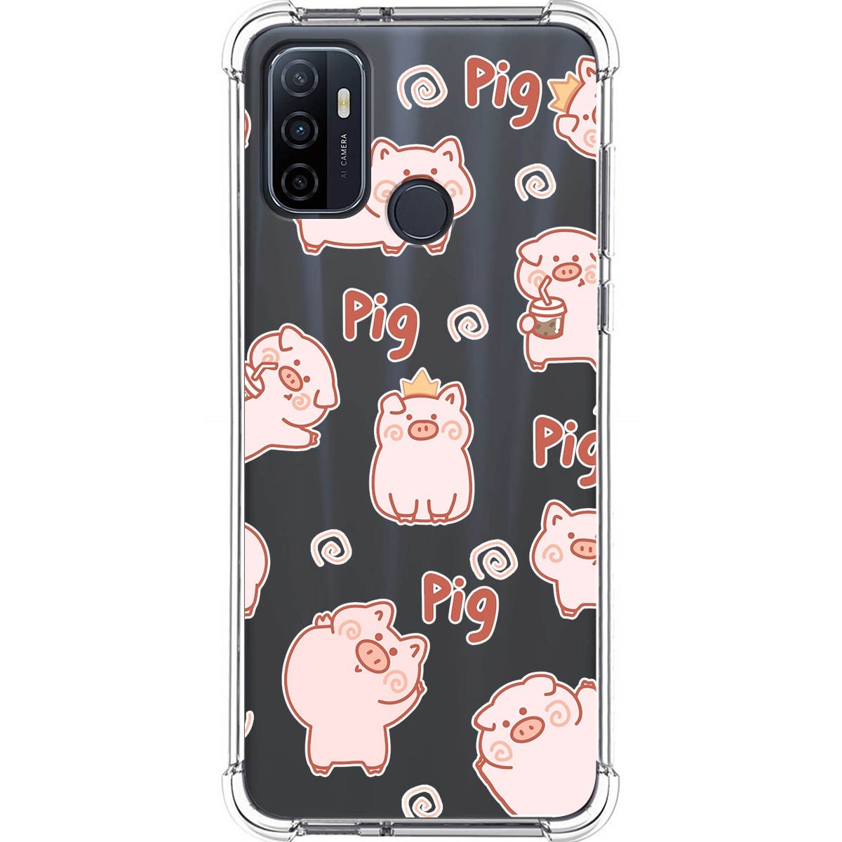 Funda Silicona Antigolpes para Oppo A53 / A53s diseño Cerdos Dibujos