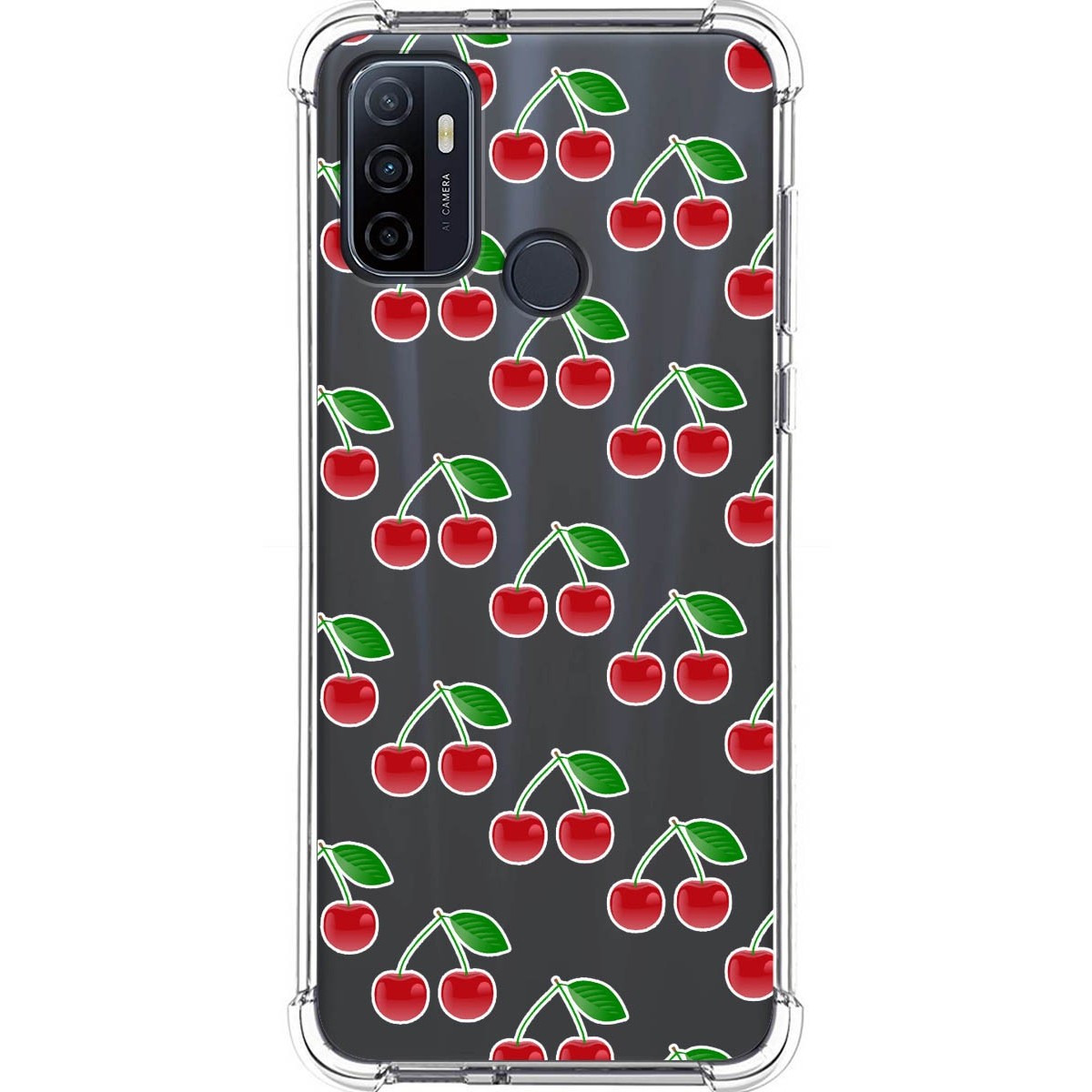 Funda Silicona Antigolpes para Oppo A53 / A53s diseño Cerezas Dibujos