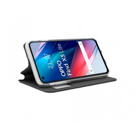 Funda Libro Soporte con Ventana para Oppo Find X3 Lite 5G color Negra