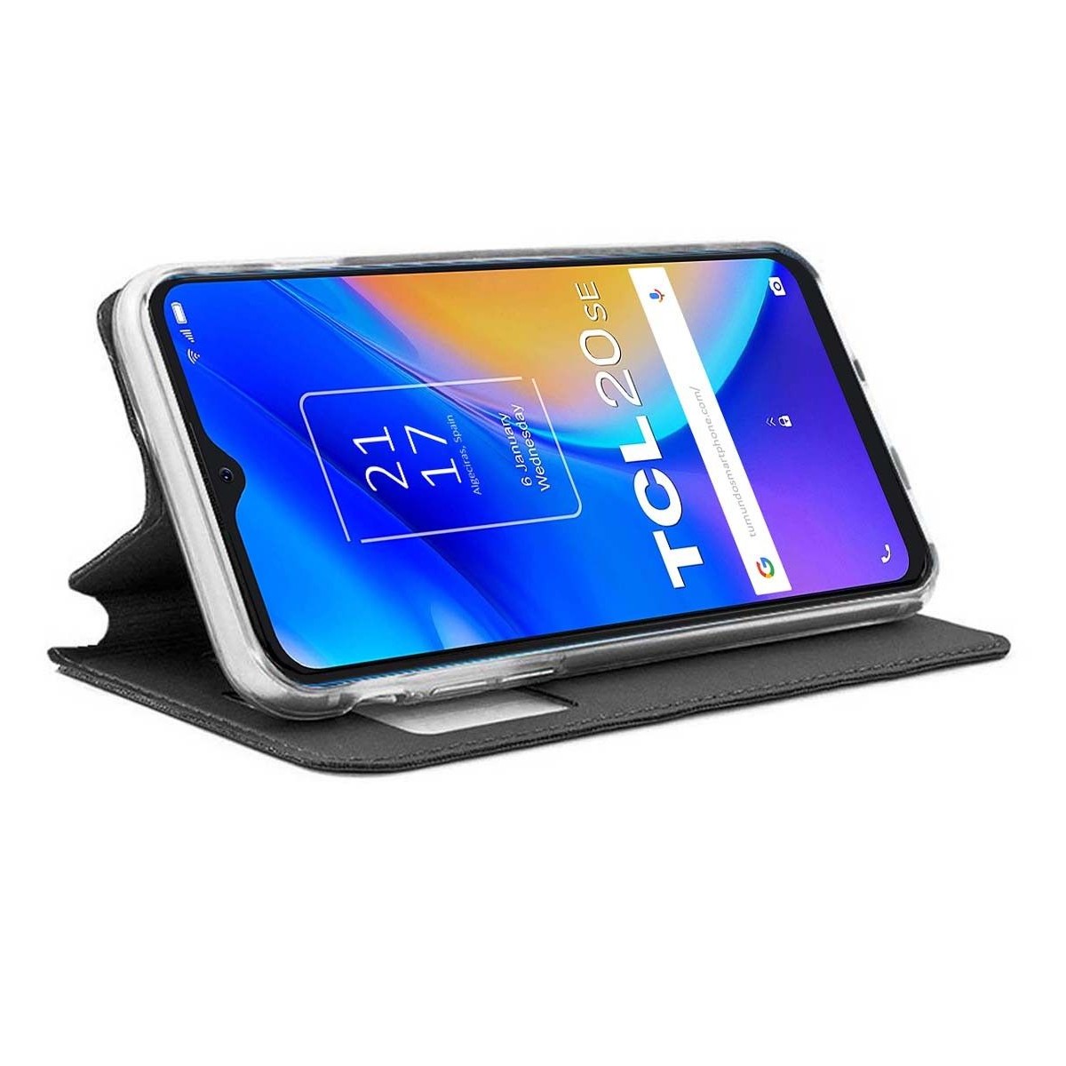 Funda Libro Soporte con Ventana para TCL 20 SE color Negra