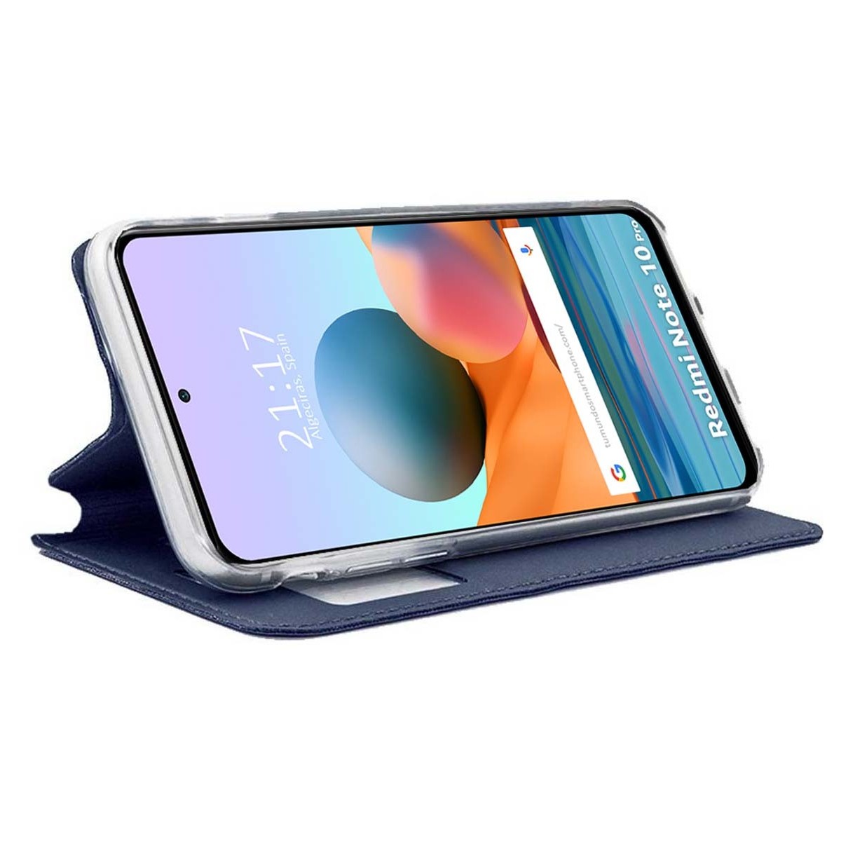 Funda Libro Soporte con Ventana para Xiaomi Redmi Note 10 Pro color Azul