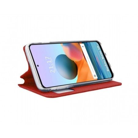 Funda Libro Soporte con Ventana para Xiaomi Redmi Note 10 Pro color Roja