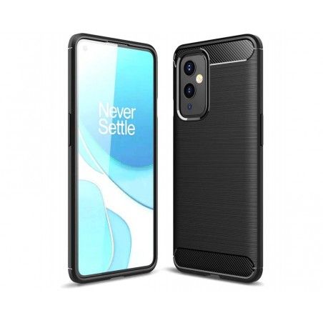Funda Gel Tpu Tipo Carbon Negra para OnePlus 9 5G