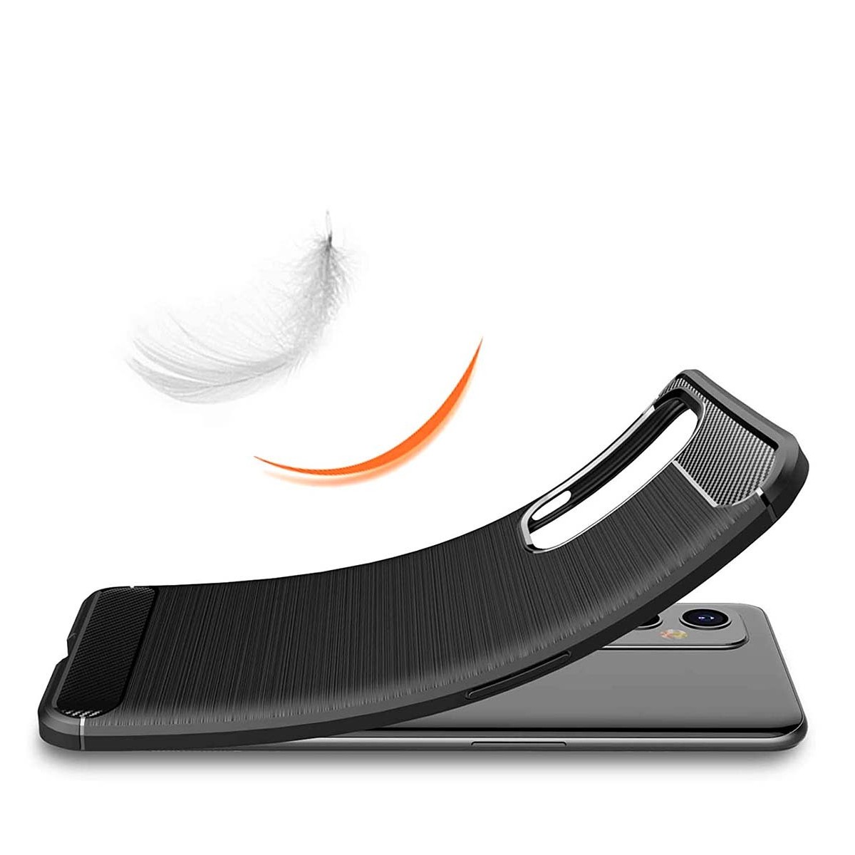 Funda Gel Tpu Tipo Carbon Negra para OnePlus 9 5G