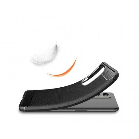 Funda Gel Tpu Tipo Carbon Negra para OnePlus 9 5G