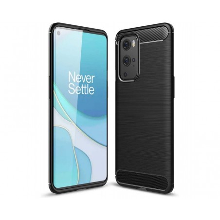 Funda Gel Tpu Tipo Carbon Negra para OnePlus 9 Pro 5G