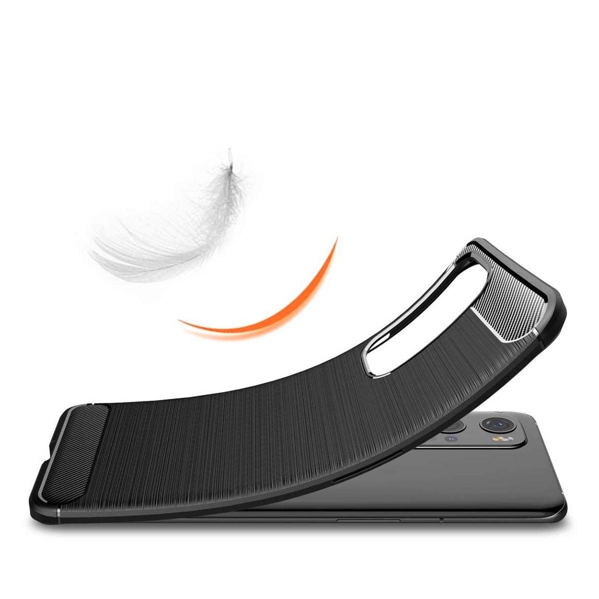 Funda Gel Tpu Tipo Carbon Negra para OnePlus 9 Pro 5G