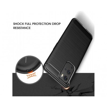 Funda Gel Tpu Tipo Carbon Negra para OnePlus 9 Pro 5G
