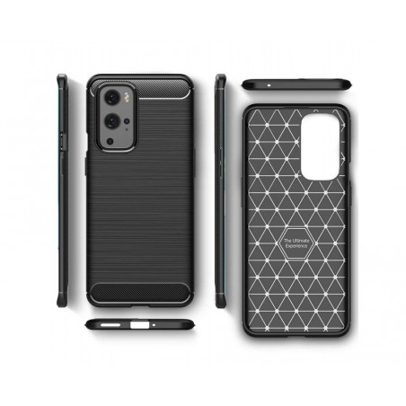 Funda Gel Tpu Tipo Carbon Negra para OnePlus 9 Pro 5G