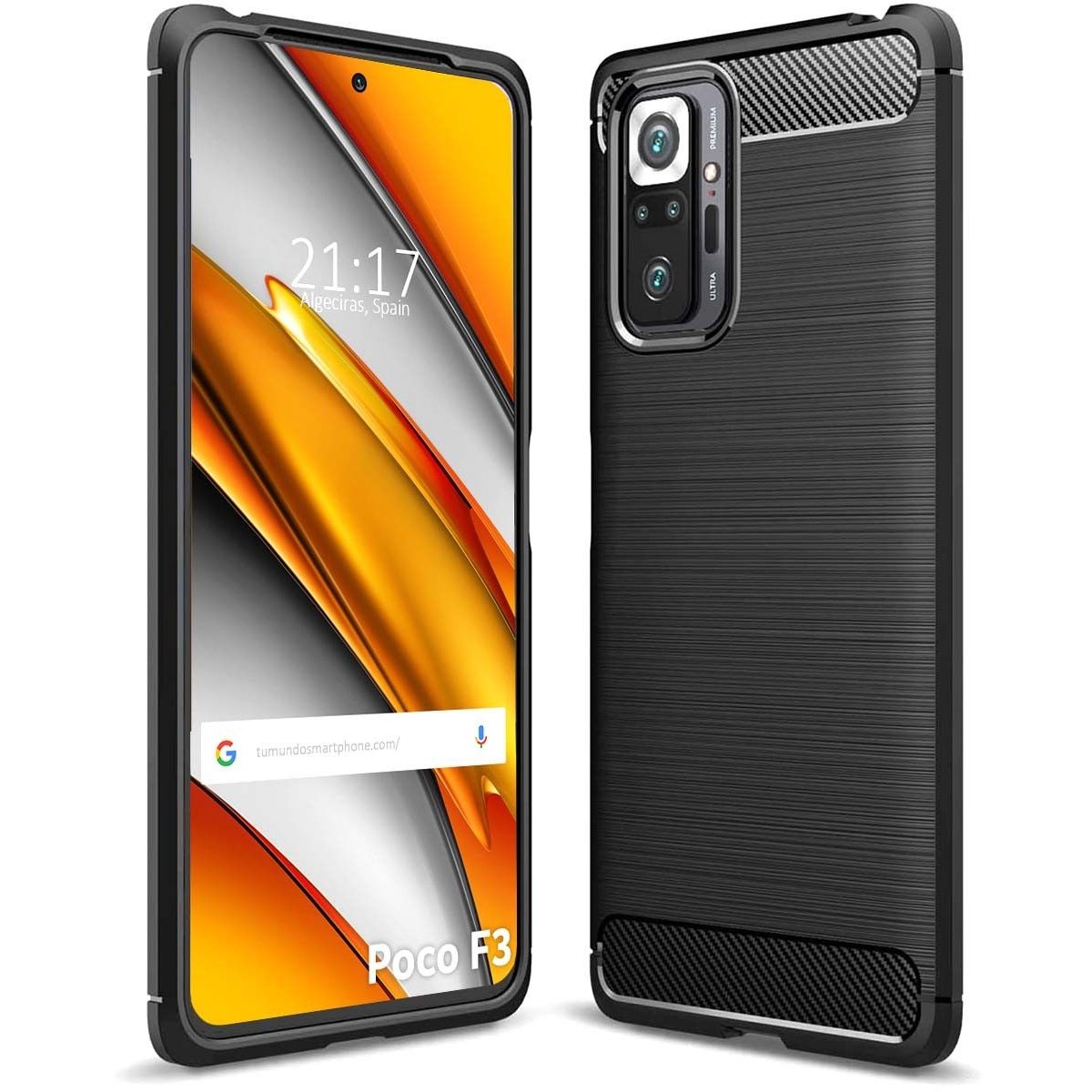 Funda Gel Tpu Tipo Carbon Negra para Xiaomi POCO F3 5G / Mi 11i 5G