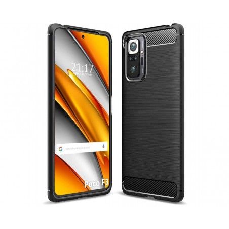 Funda Gel Tpu Tipo Carbon Negra para Xiaomi POCO F3 5G / Mi 11i 5G