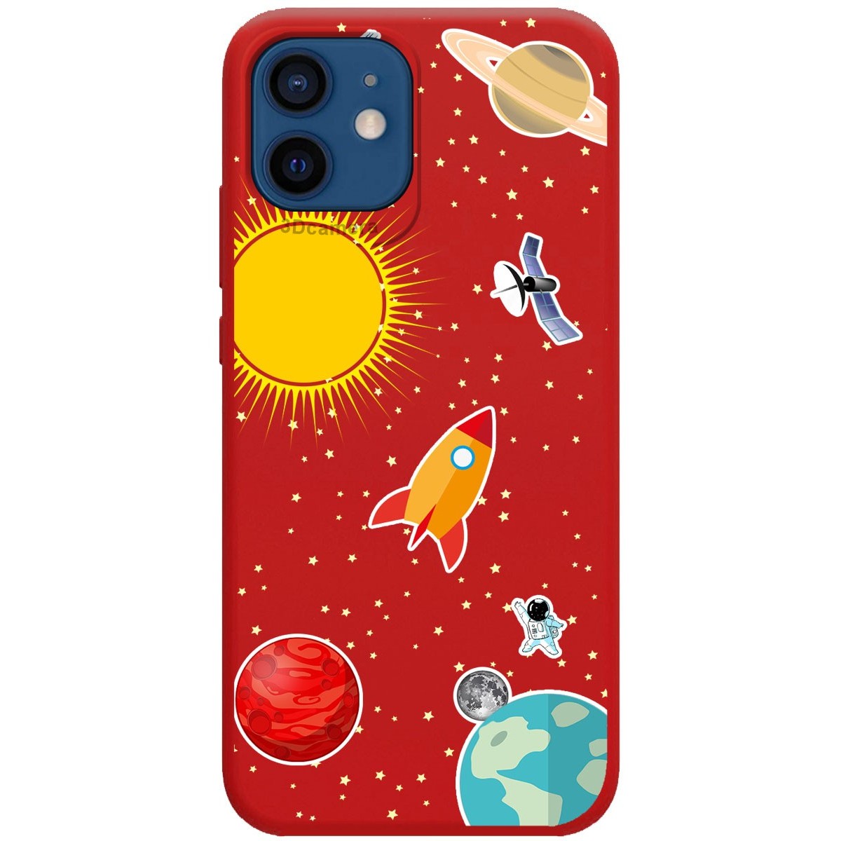 Funda Silicona Líquida Roja para Iphone 12 / 12 Pro (6.1) diseño Espacio Dibujos