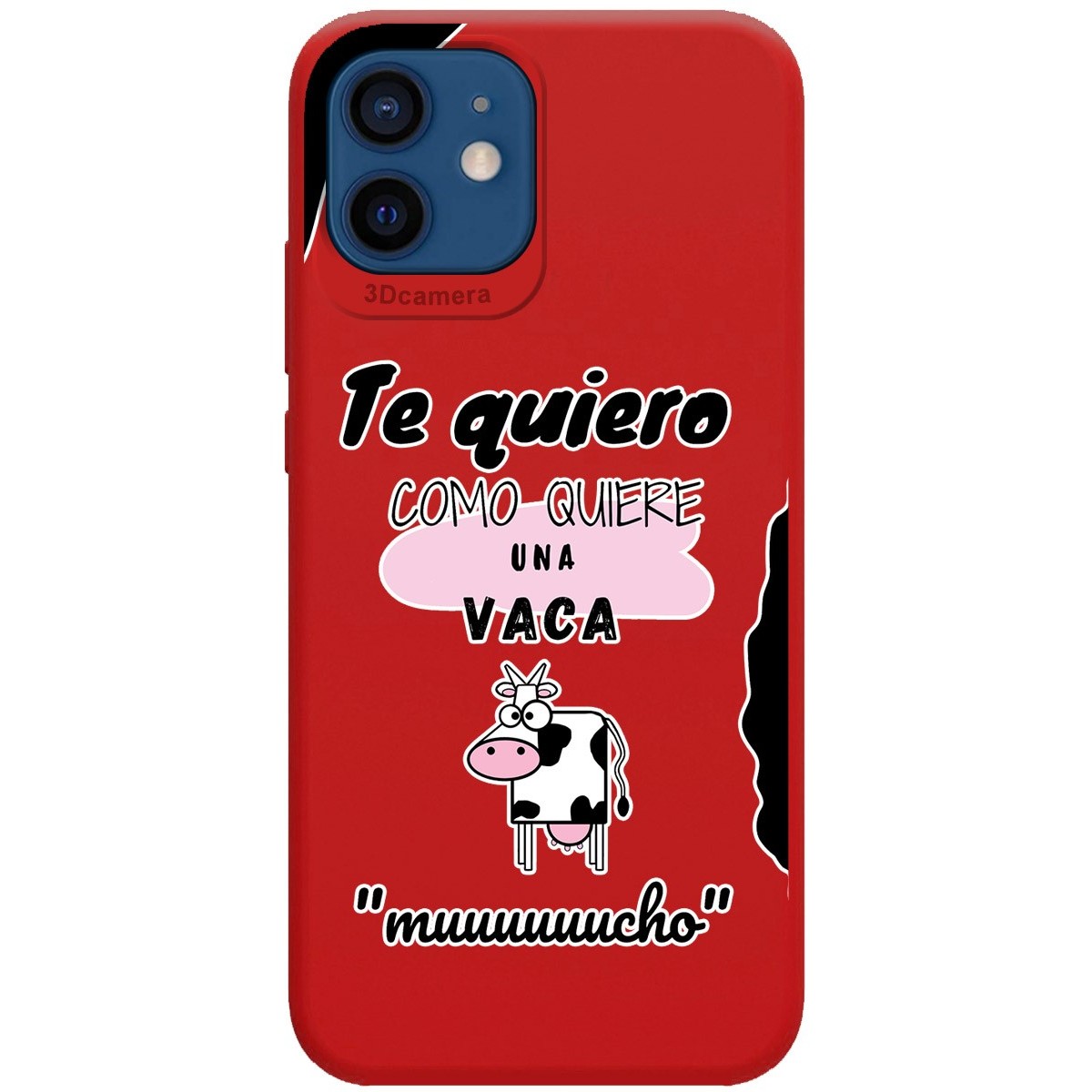 Funda Silicona Líquida Roja para Iphone 12 / 12 Pro (6.1) diseño Vaca Dibujos