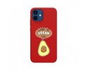 Funda Silicona Líquida Roja para Iphone 12 / 12 Pro (6.1) diseño Vegan Life Dibujos
