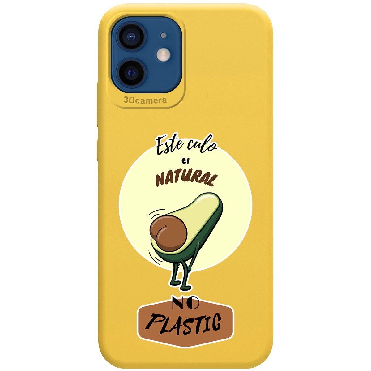 Funda Silicona Líquida Amarilla para Iphone 12 / 12 Pro (6.1) diseño Culo Natural Dibujos