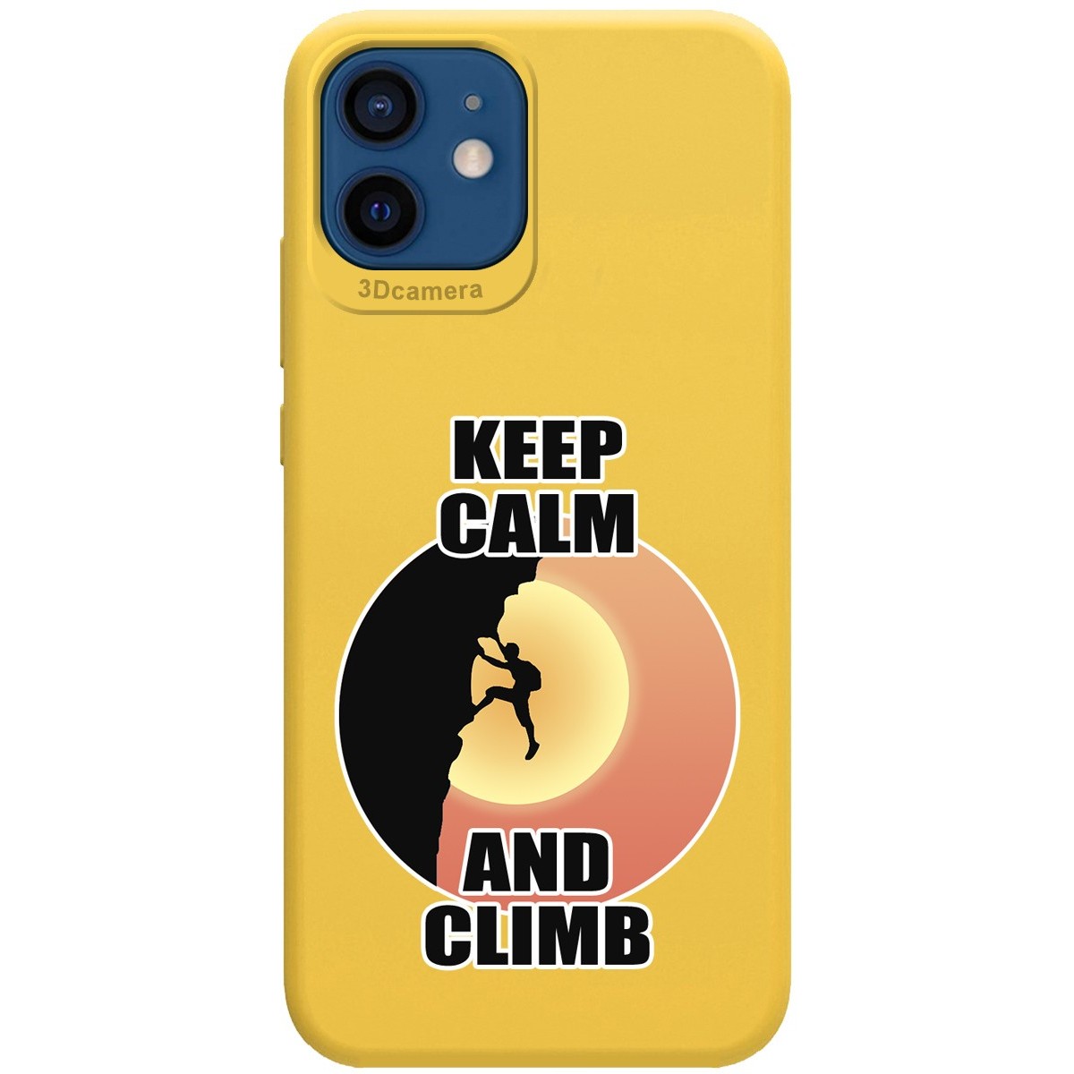 Funda Silicona Líquida Amarilla para Iphone 12 / 12 Pro (6.1) diseño Hombre Escalada Dibujos