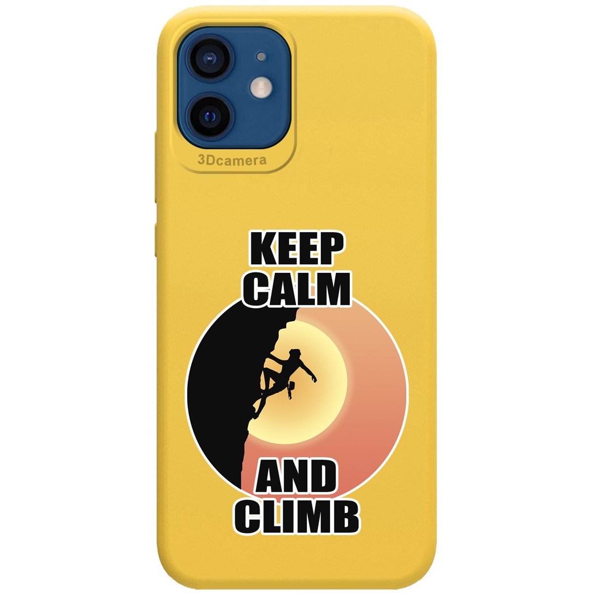 Funda Silicona Líquida Amarilla para Iphone 12 / 12 Pro (6.1) diseño Mujer Escalada Dibujos