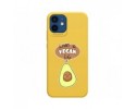 Funda Silicona Líquida Amarilla para Iphone 12 / 12 Pro (6.1) diseño Vegan Life Dibujos