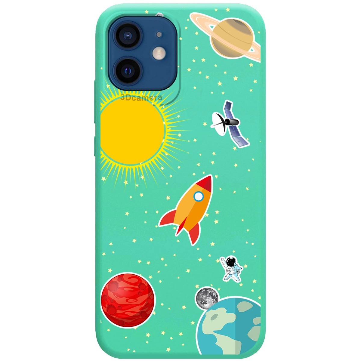 Funda Silicona Líquida Verde para Iphone 12 / 12 Pro (6.1) diseño Espacio Dibujos