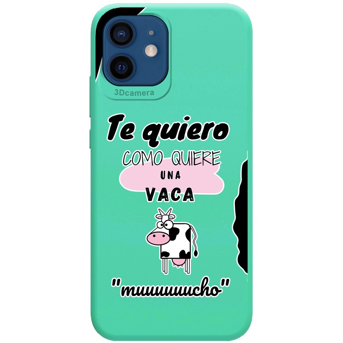 Funda Silicona Líquida Verde para Iphone 12 / 12 Pro (6.1) diseño Vaca Dibujos