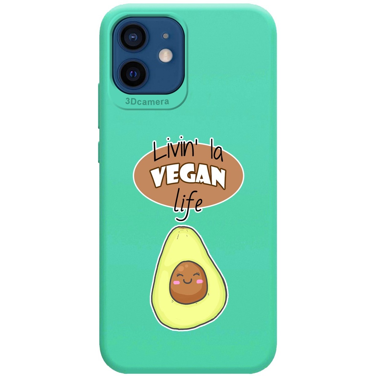 Funda Silicona Líquida Verde para Iphone 12 / 12 Pro (6.1) diseño Vegan Life Dibujos
