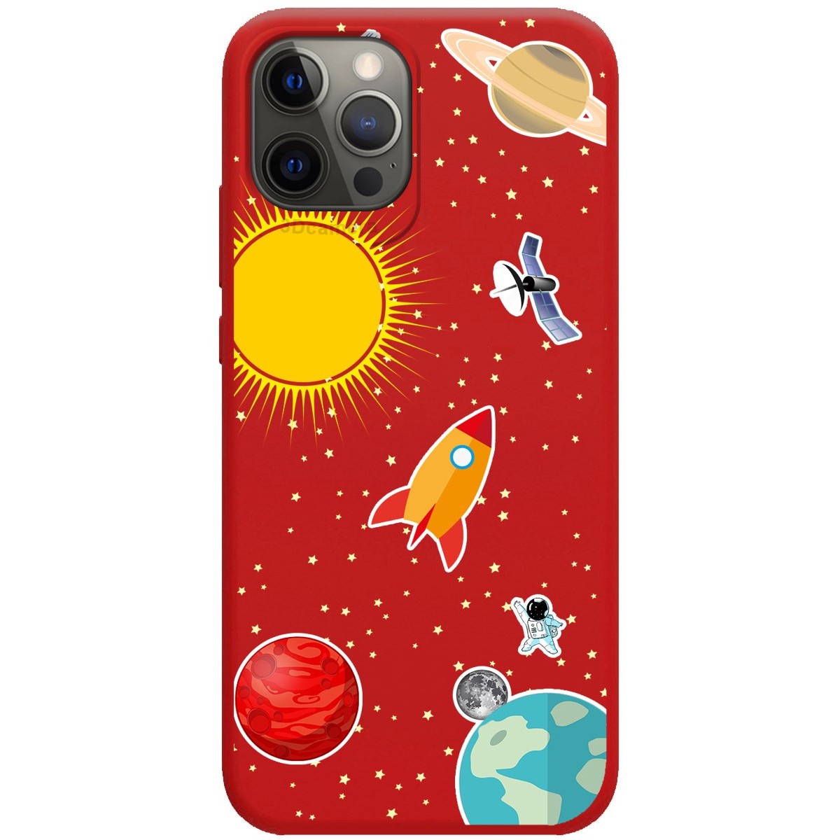 Funda Silicona Líquida Roja para Iphone 12 Pro Max (6.7) diseño Espacio Dibujos