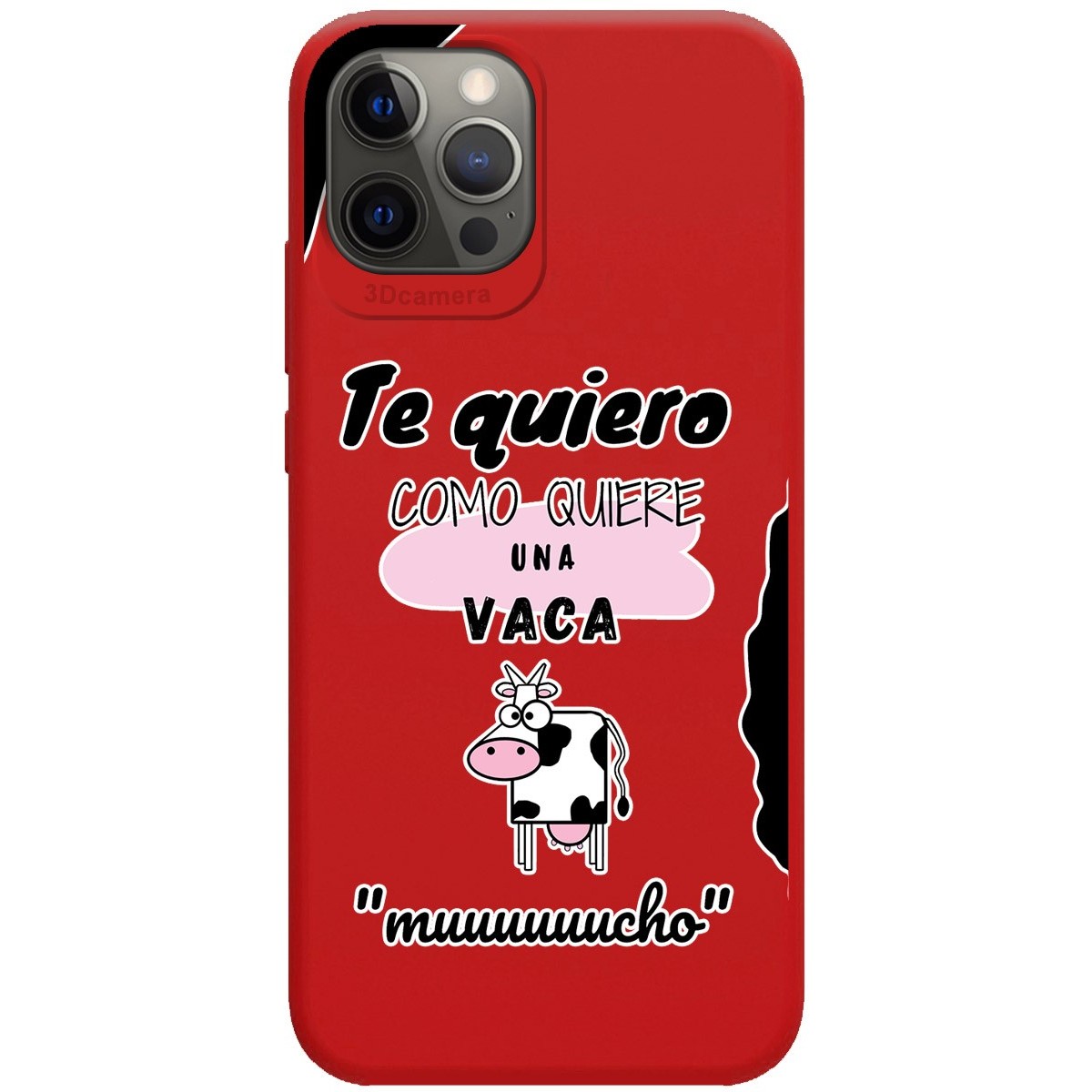 Funda Silicona Líquida Roja para Iphone 12 Pro Max (6.7) diseño Vaca Dibujos