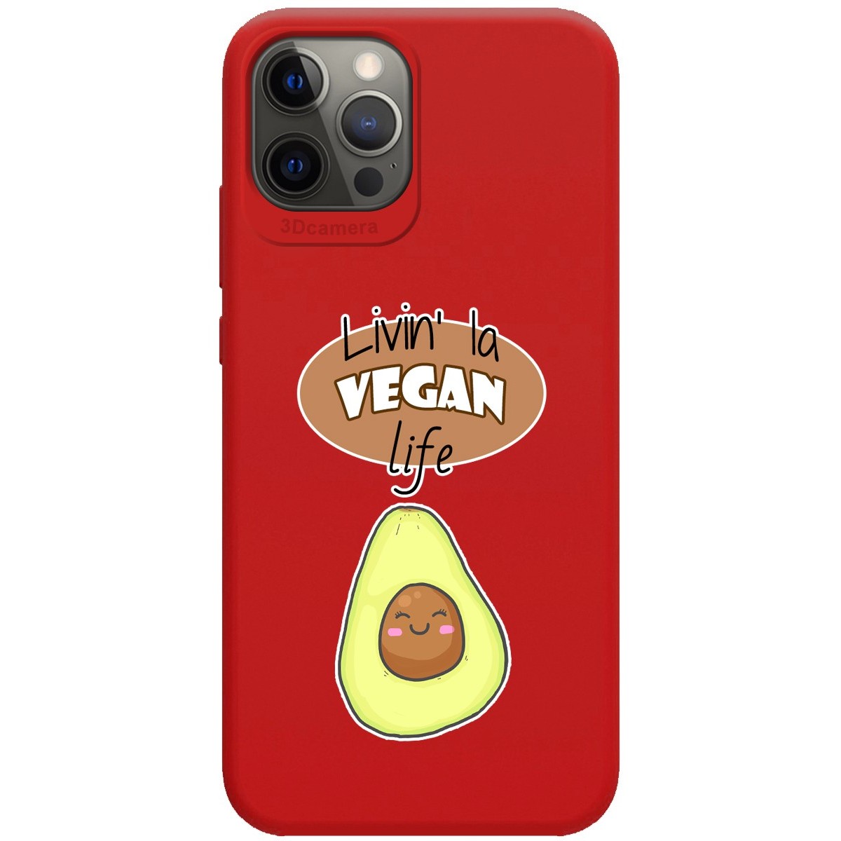 Funda Silicona Líquida Roja para Iphone 12 Pro Max (6.7) diseño Vegan Life Dibujos