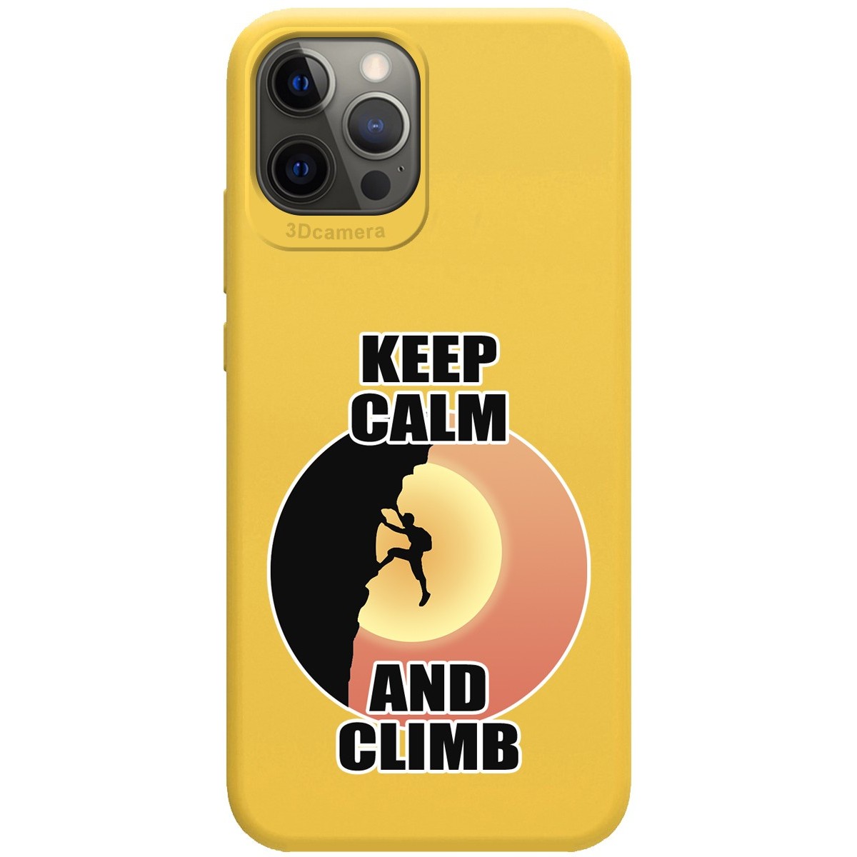 Funda Silicona Líquida Amarilla para Iphone 12 Pro Max (6.7) diseño Hombre Escalada Dibujos