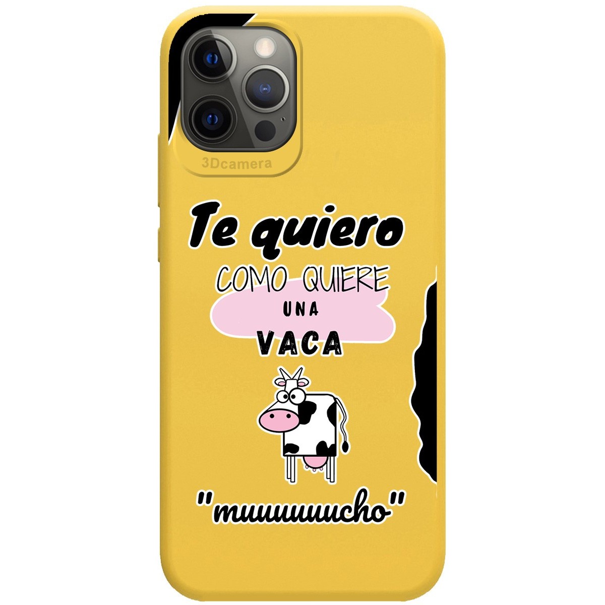 Funda Silicona Líquida Amarilla para Iphone 12 Pro Max (6.7) diseño Vaca Dibujos