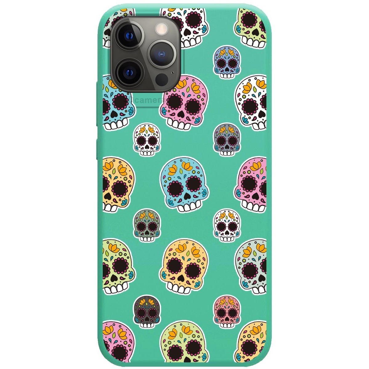 Funda Silicona Líquida Verde para Iphone 12 Pro Max (6.7) diseño Catrina Dibujos