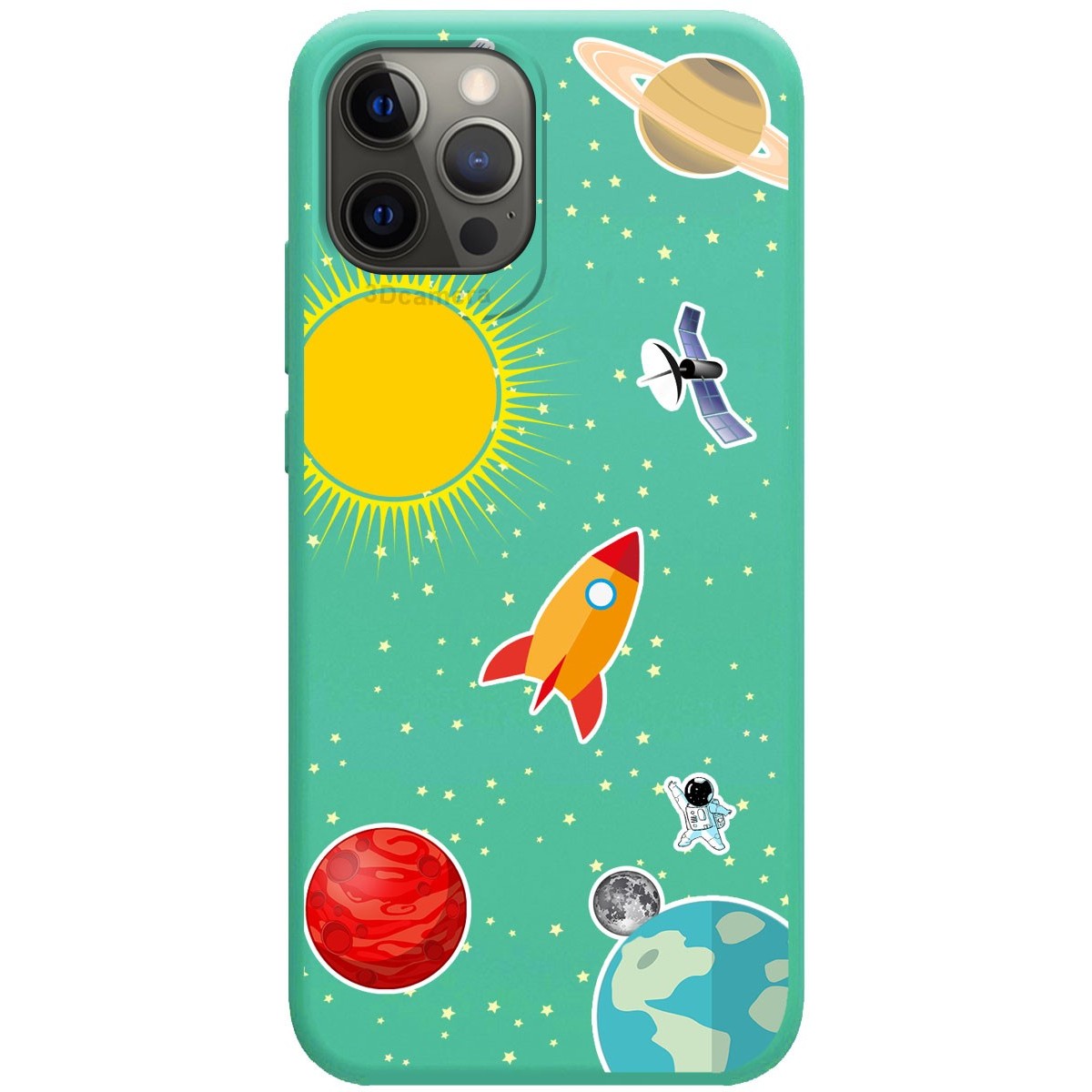 Funda Silicona Líquida Verde para Iphone 12 Pro Max (6.7) diseño Espacio Dibujos