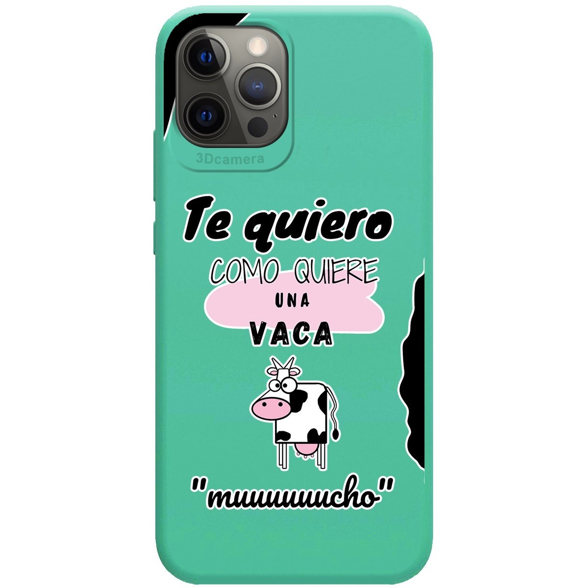 Funda Silicona Líquida Verde para Iphone 12 Pro Max (6.7) diseño Vaca Dibujos