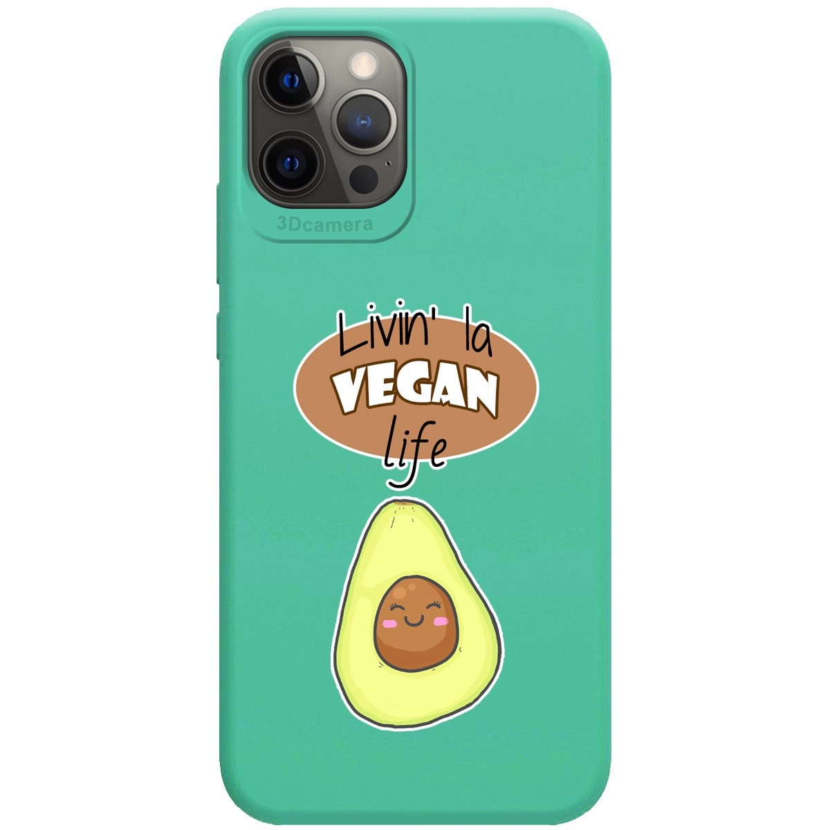 Funda Silicona Líquida Verde para Iphone 12 Pro Max (6.7) diseño Vegan Life Dibujos