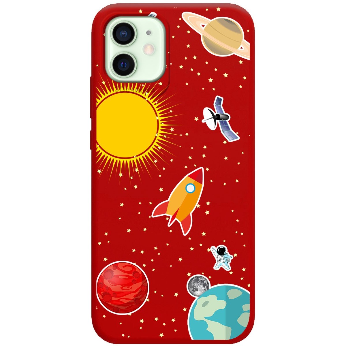 Funda Silicona Líquida Roja para Iphone 12 Mini (5.4) diseño Espacio Dibujos