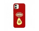 Funda Silicona Líquida Roja para Iphone 12 Mini (5.4) diseño Vegan Life Dibujos