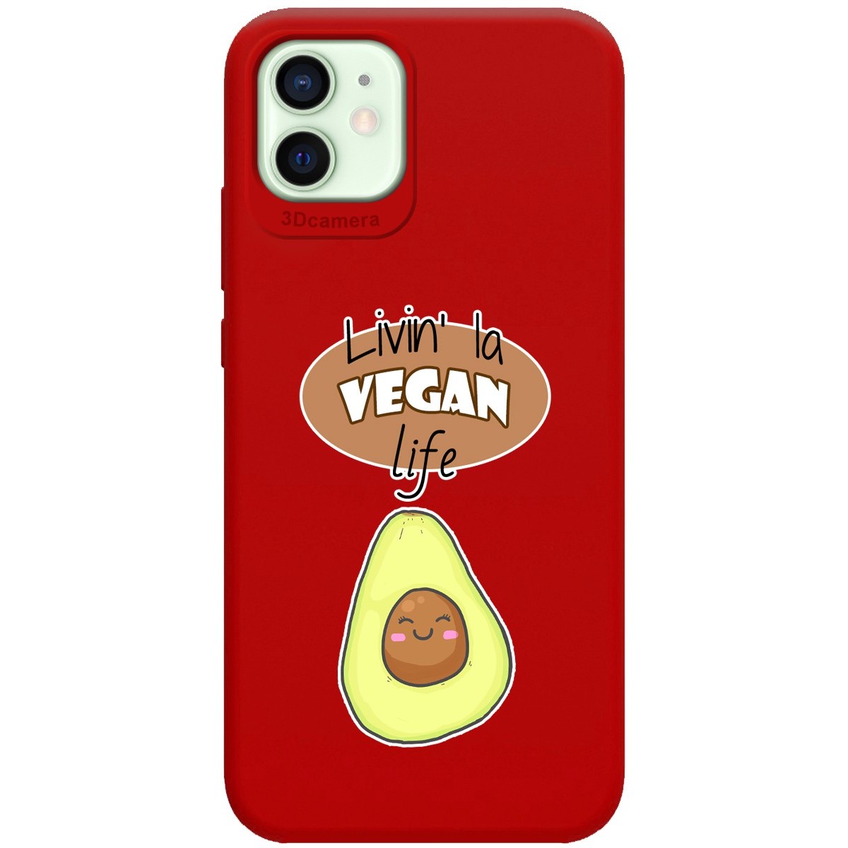 Funda Silicona Líquida Roja para Iphone 12 Mini (5.4) diseño Vegan Life Dibujos